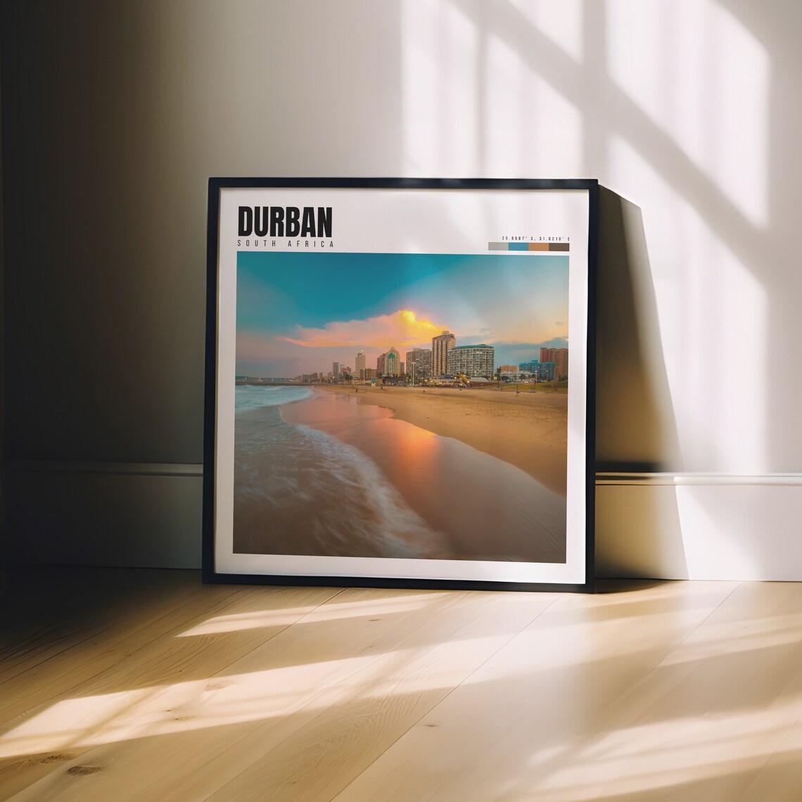 Durban South Africa Golden Mile Beach Sunrise Skyline Poster - Image 3