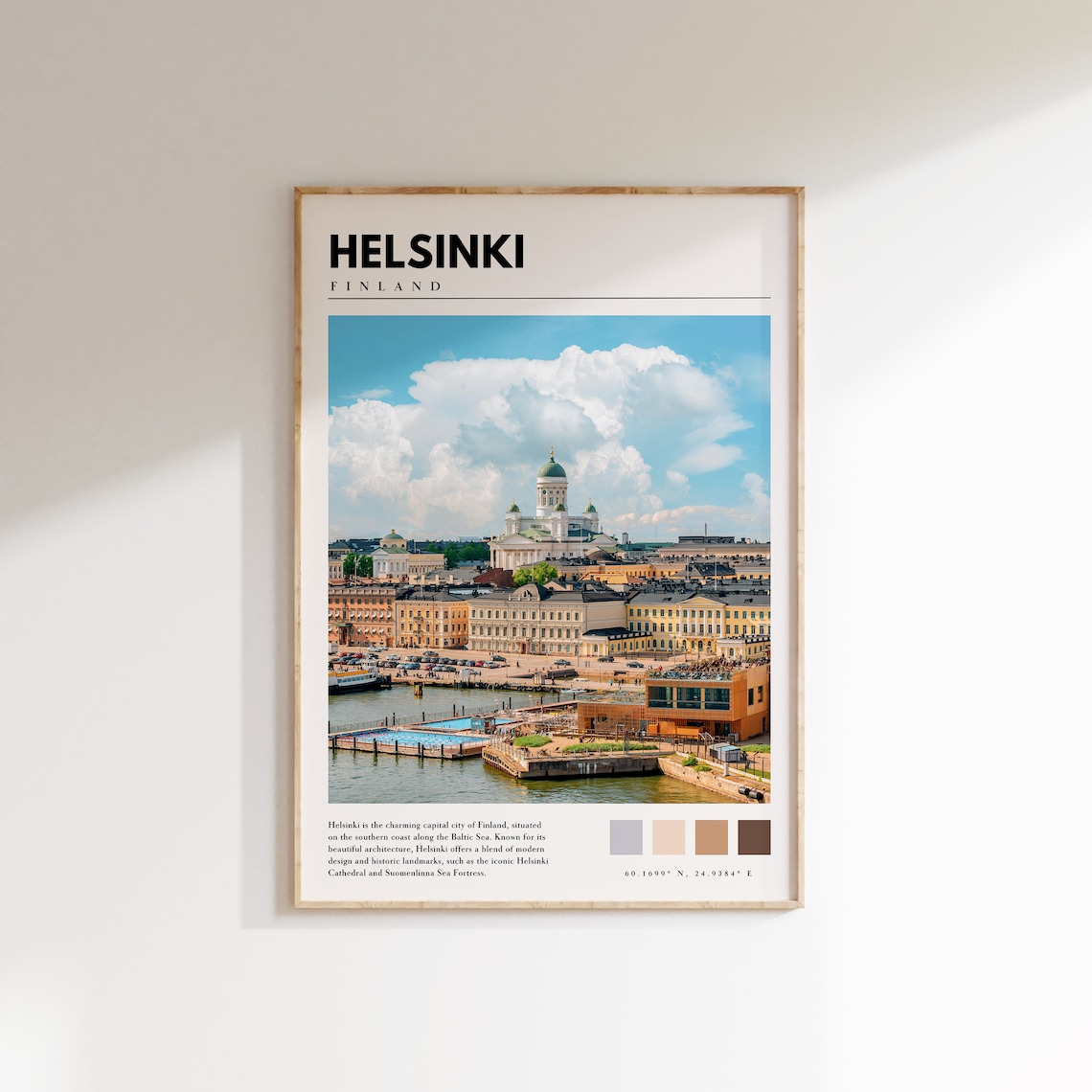 Helsinki Finland Cathedral Harbor City Skyline Blue Sky Poster