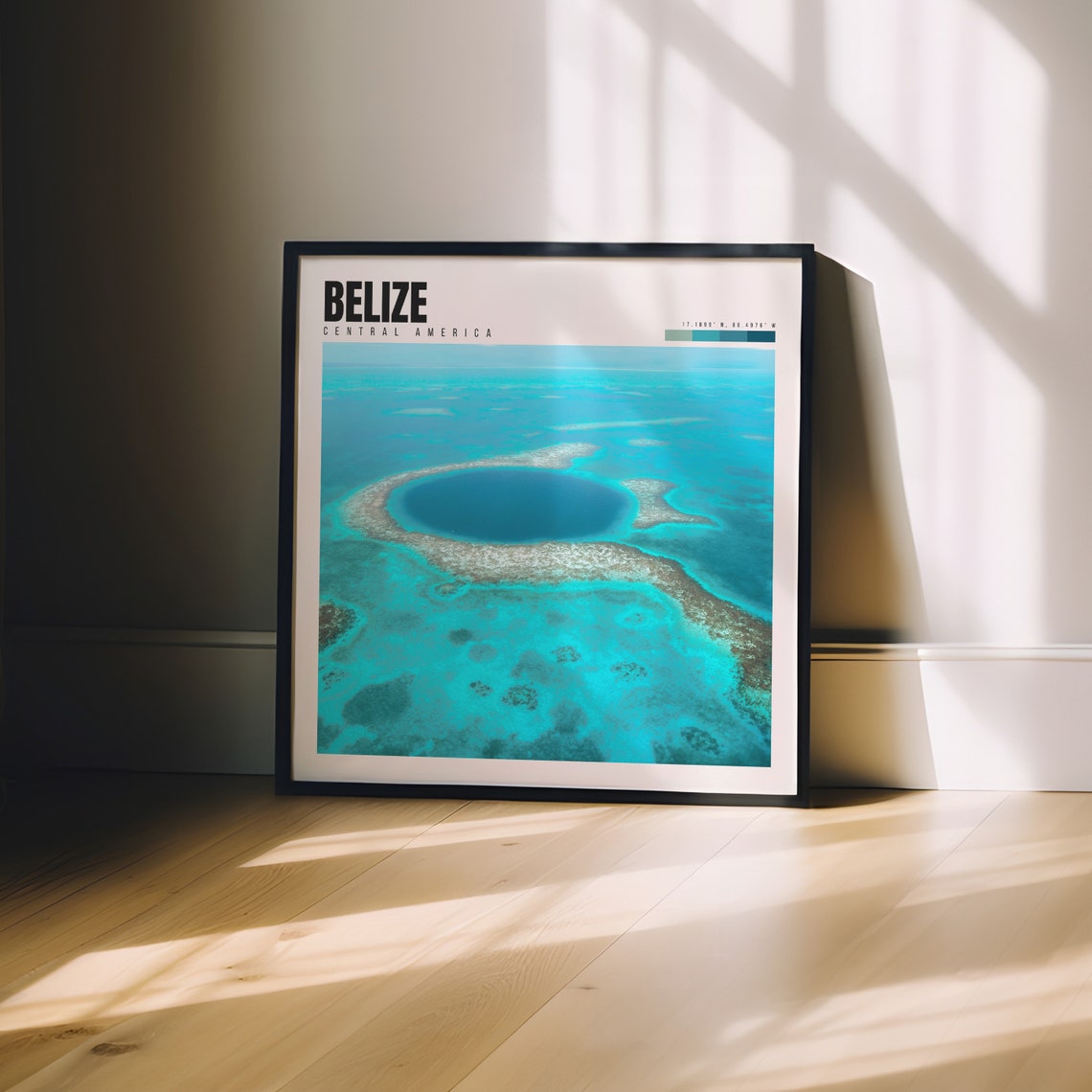 Belize Great Blue Hole Aerial View of Turquoise Lagoon Poster - Image 3