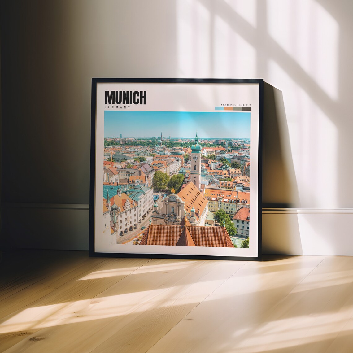 Munich Germany Old Town Aerial View with Church Tower Poster - Image 3
