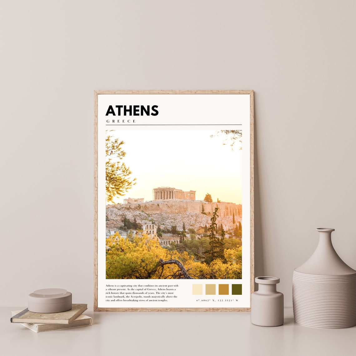 Athens Poster with Acropolis and Parthenon in Warm Golden Light - Image 4