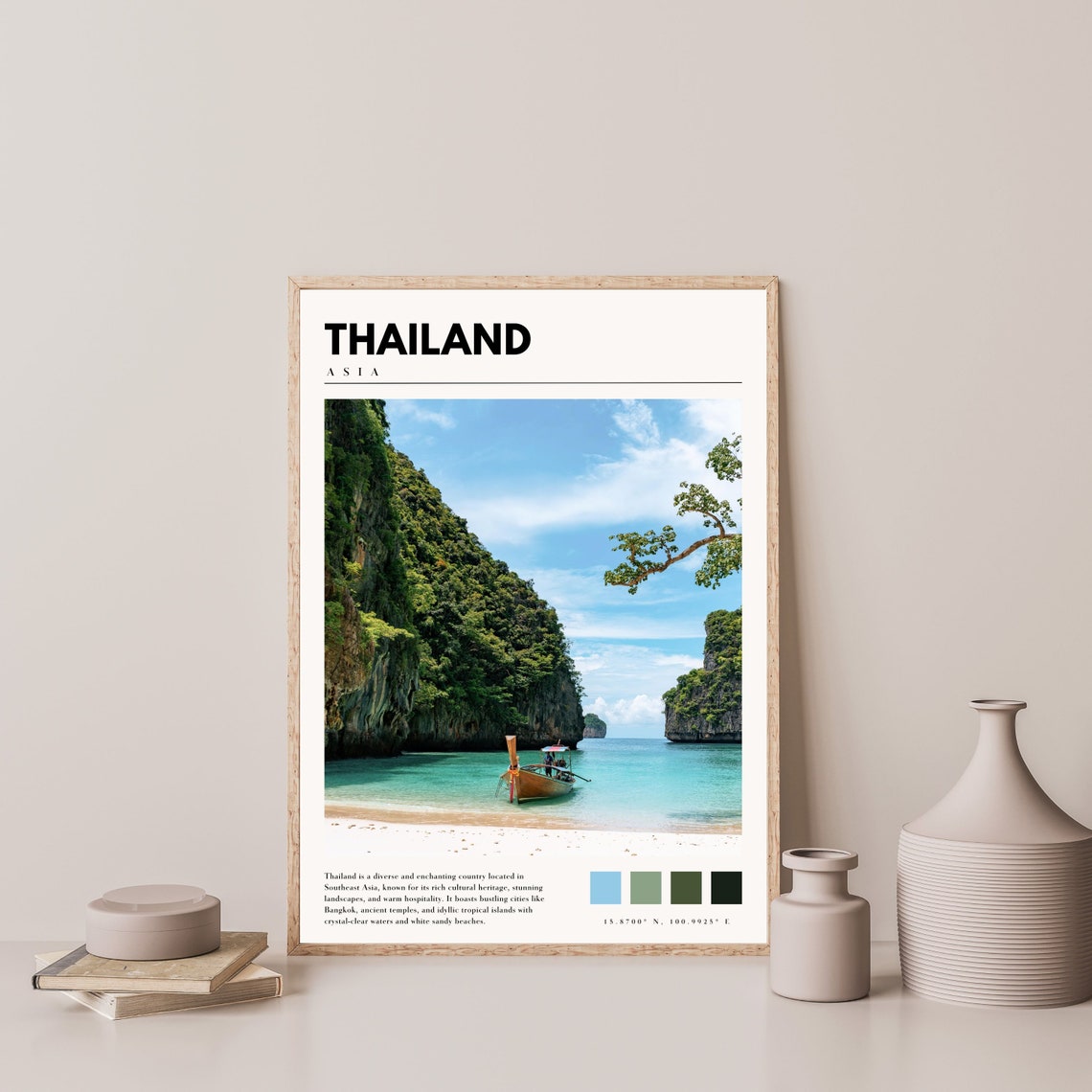 Thailand Phuket Phi Phi Islands Longtail Boat Limestone Bay Poster - Image 3