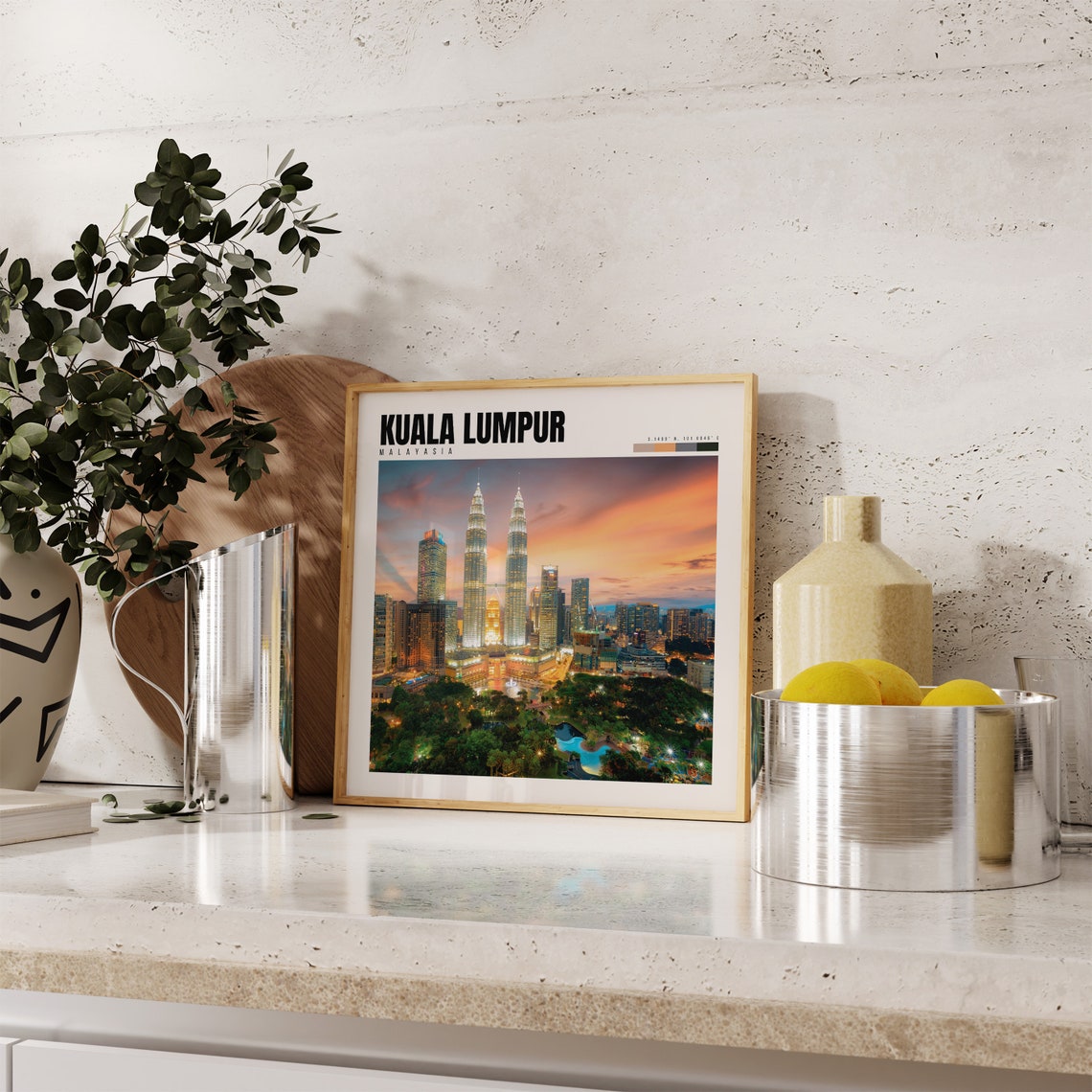 Kuala Lumpur Petronas Twin Towers at Sunset Skyline View Poster - Image 4