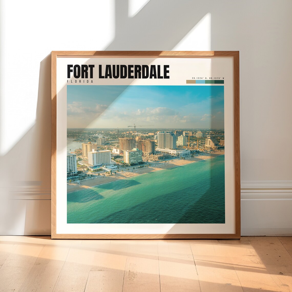 Fort Lauderdale Beach Aerial Coastline Florida Tropical Travel Poster