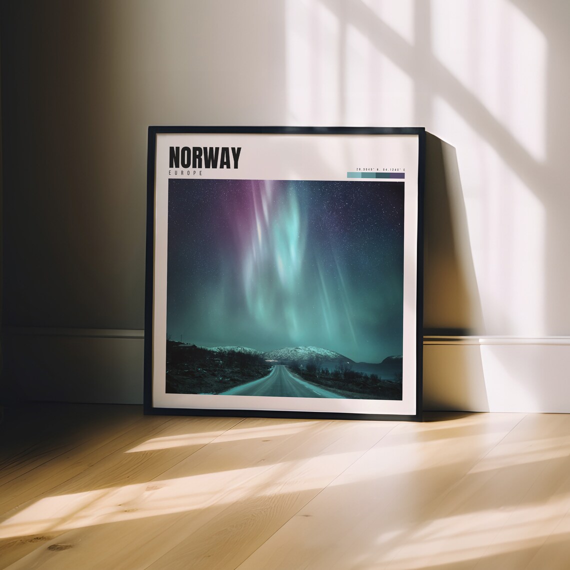 Norway Northern Lights Over a Snowy Arctic Road at Night Poster - Image 3