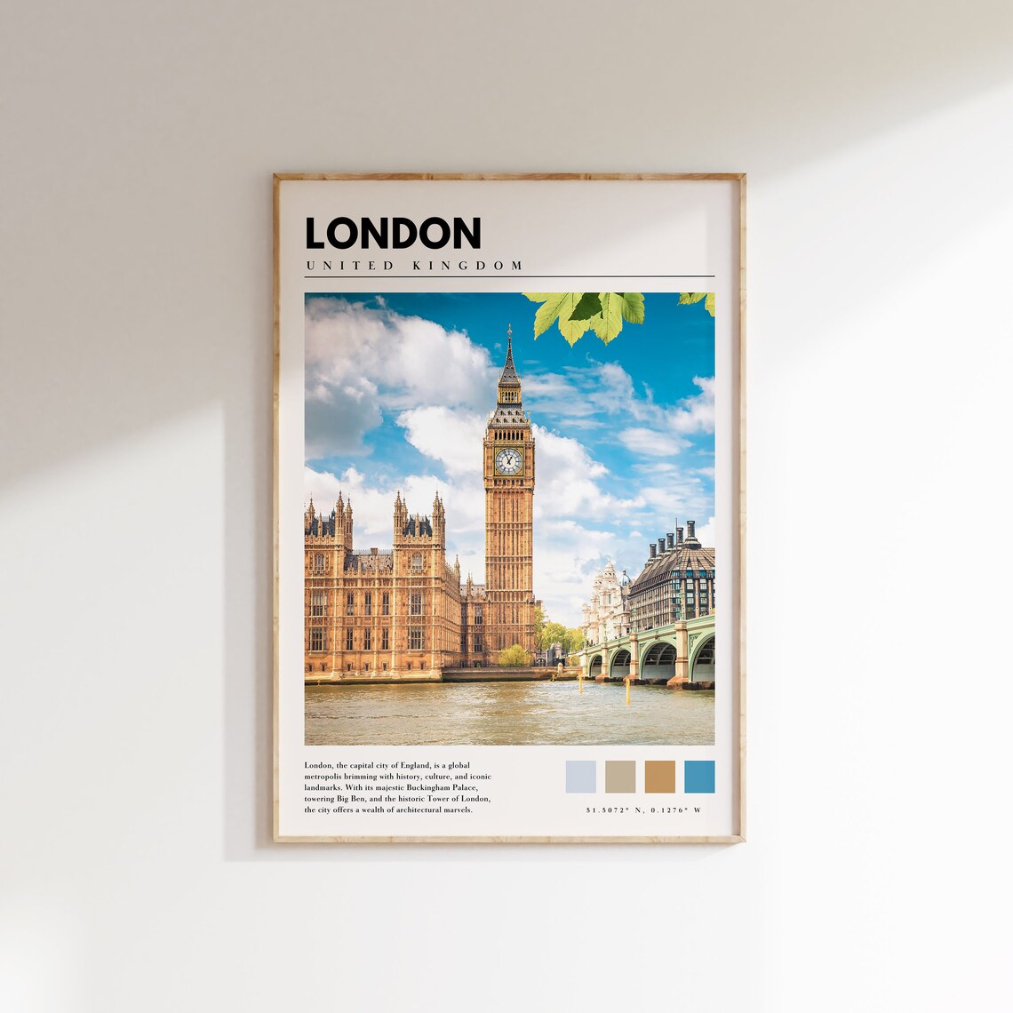 London Big Ben Travel Poster, United Kingdom Wall Art