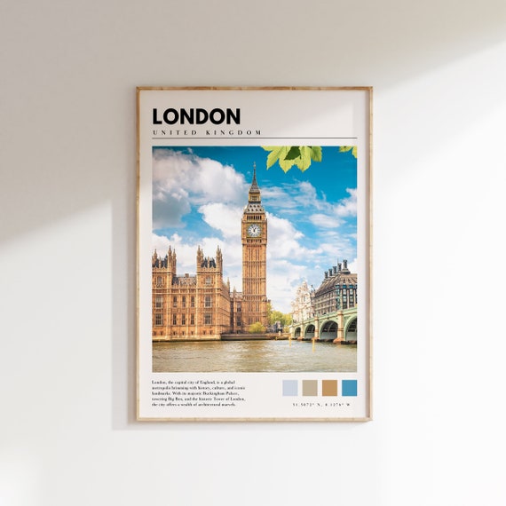 London Big Ben Travel Poster, United Kingdom Wall Art