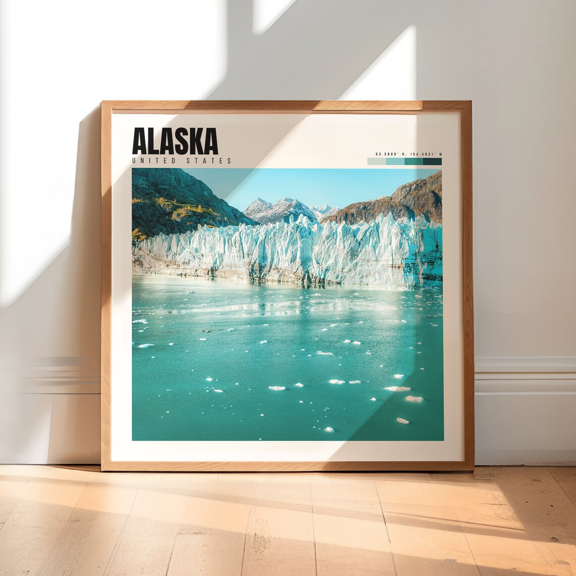 Alaska United States Glacier Bay Iceberg Fjord Blue Ice Travel Poster