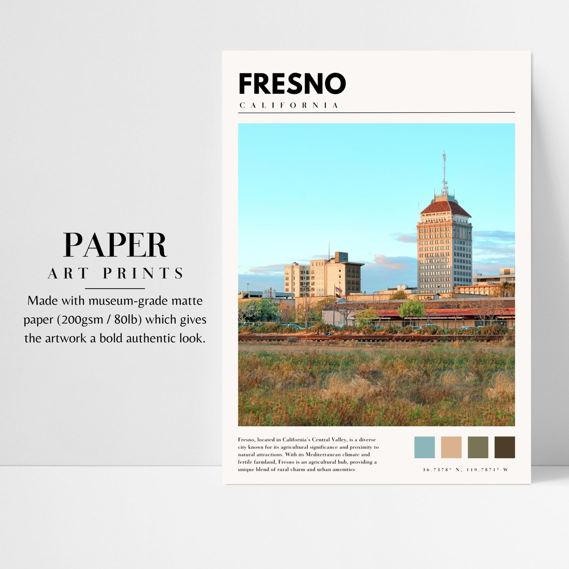 Fresno Wall Print Fresno California Poster Fresno City Wall Art Fresno Photo California Travel Print P 135 - Image 3