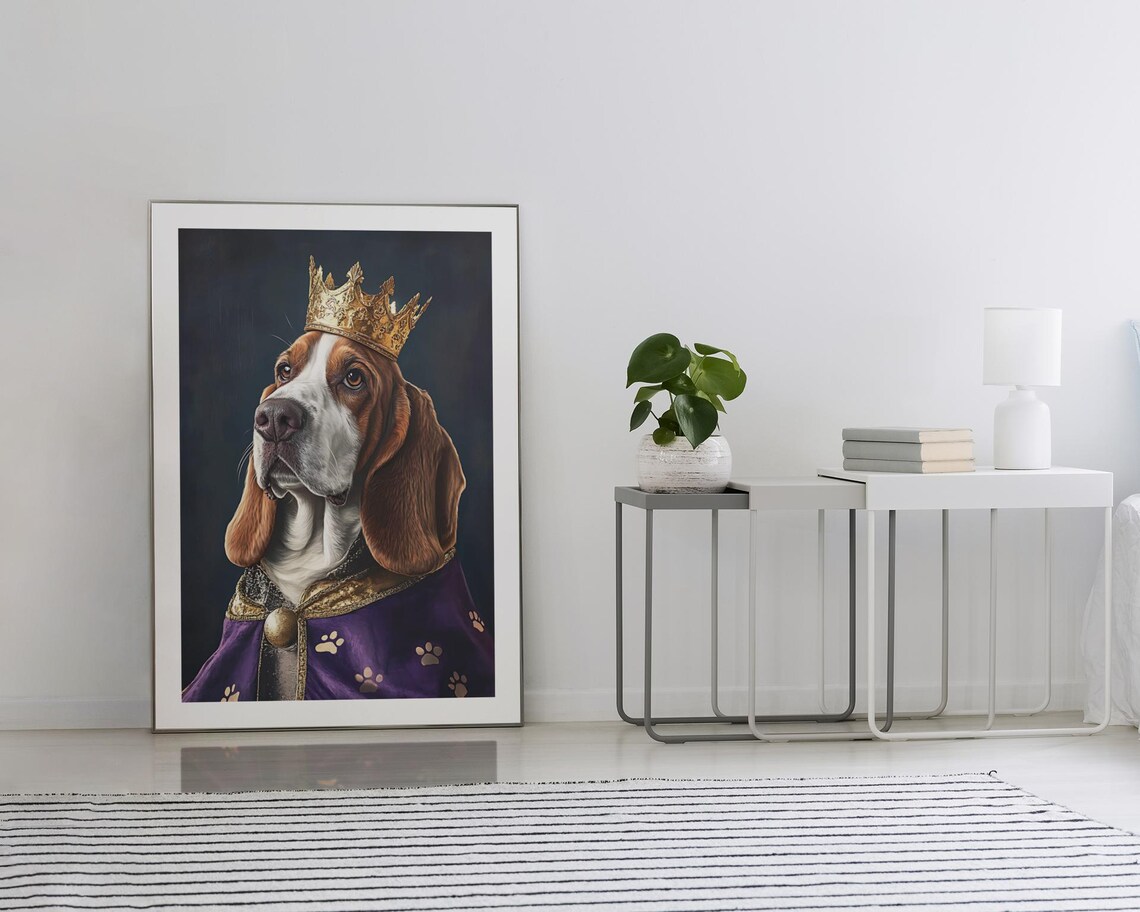 Regal Beagle Royal Dog Portrait With Crown Majestic Art Poster - Image 2