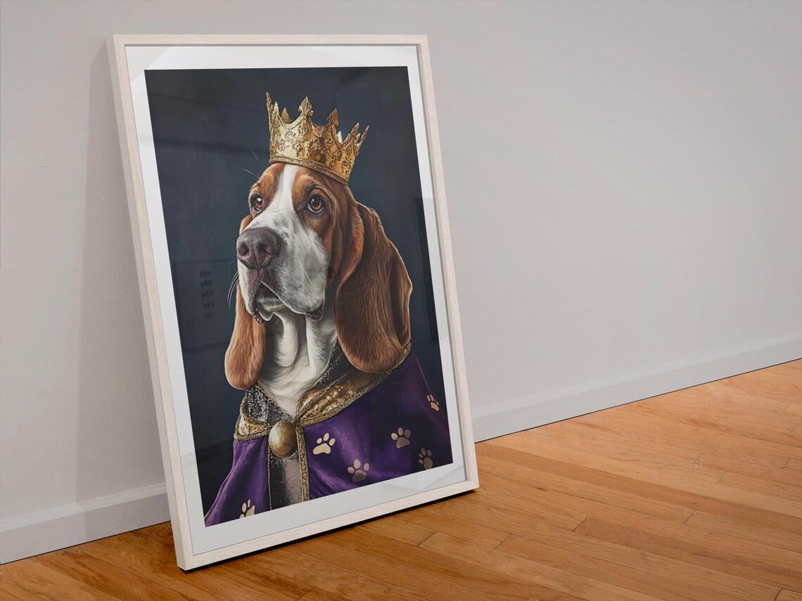 Regal Beagle Royal Dog Portrait With Crown Majestic Art Poster