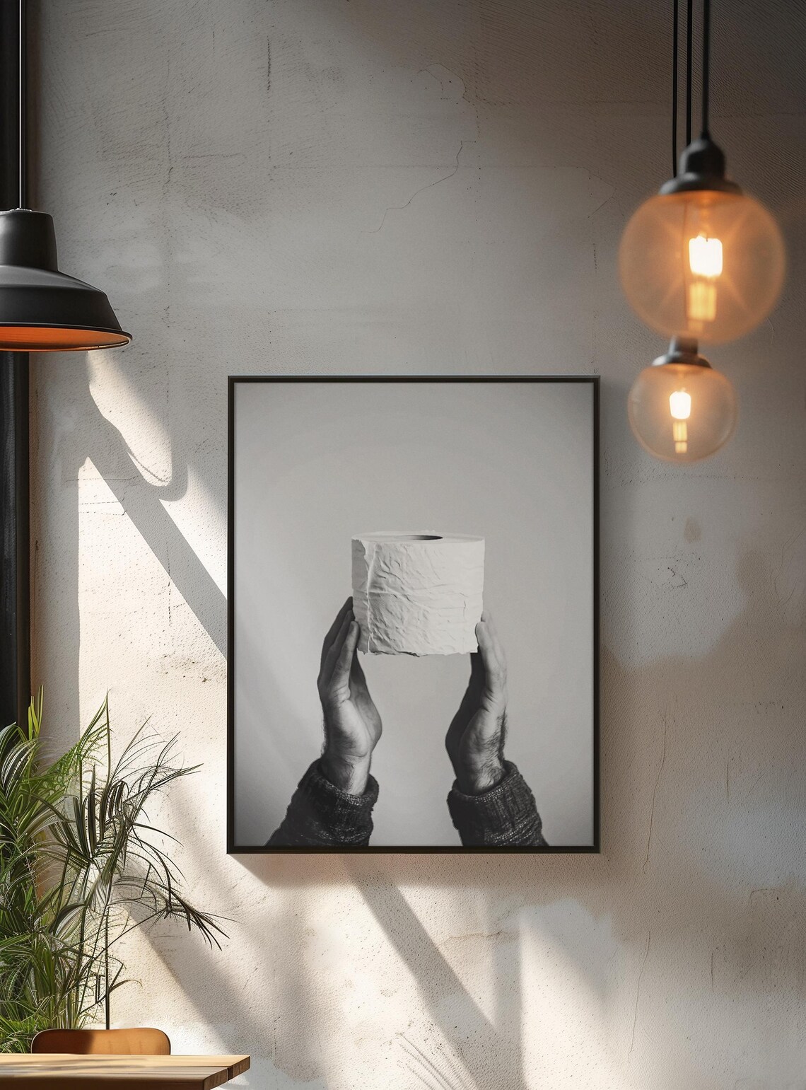 Funny Toilet Paper Wall Art Minimalist Black And White Print Quirky Bathroom Decor Modern Humor Art