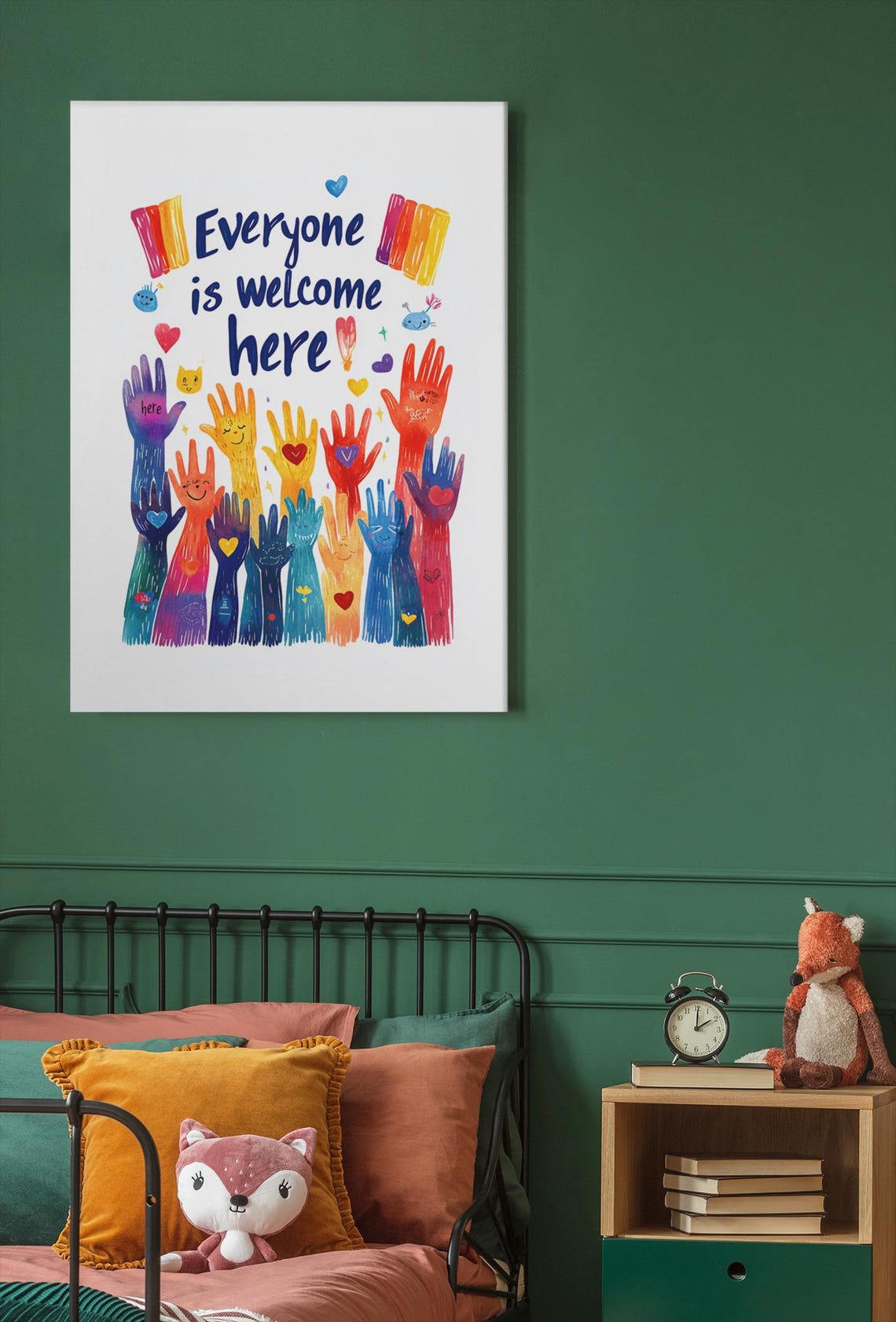 Everyone Is Welcome Here Colorful Hands Diversity Inclusion Poster - Image 4