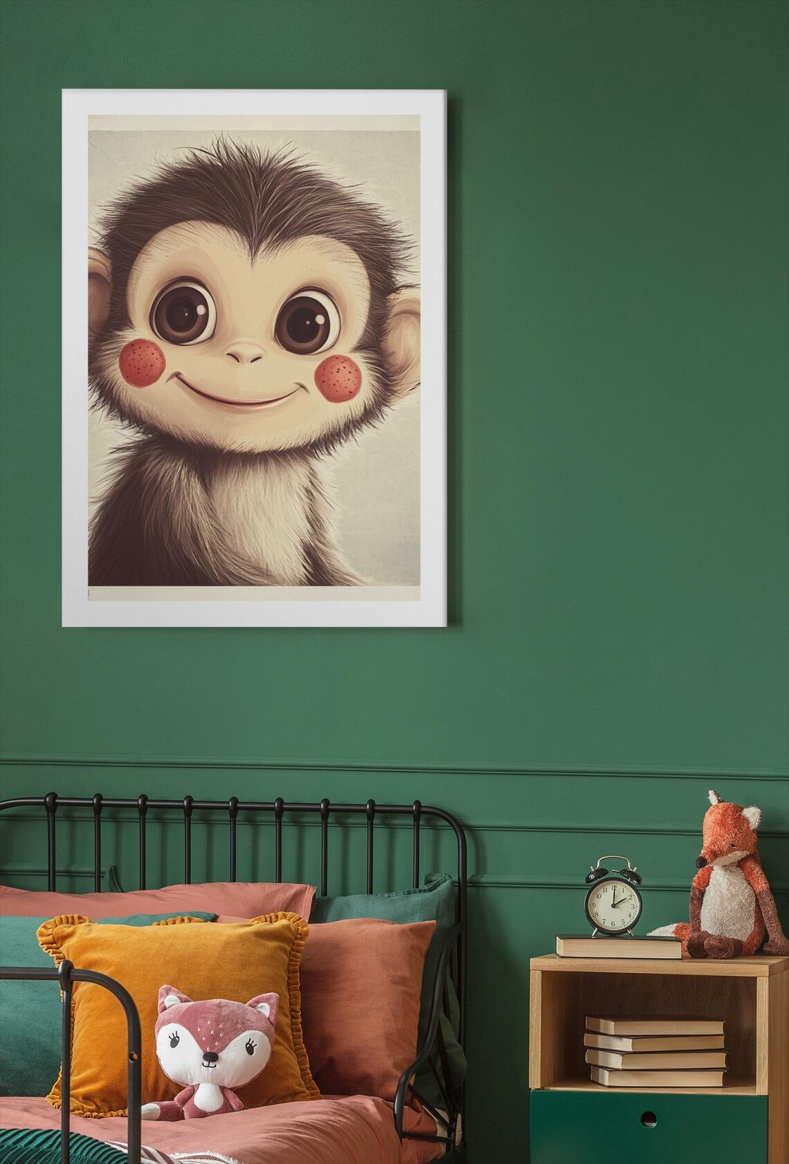 Adorable Big Eyed Baby Monkey Happy Smile Nursery Animal Poster - Image 4