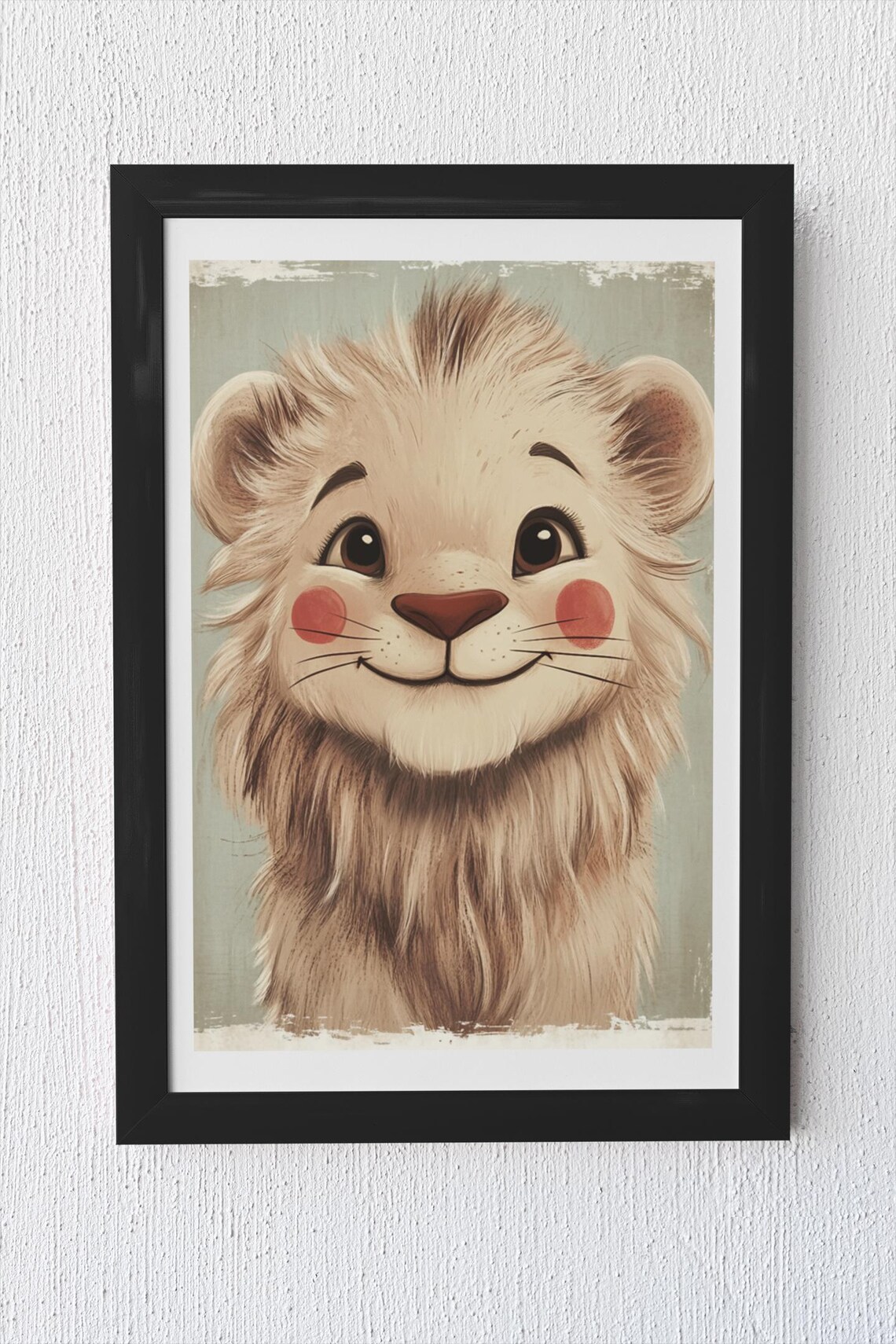 Adorable Fluffy Lion With Big Brown Eyes Nursery Animal Wall Art - Image 4
