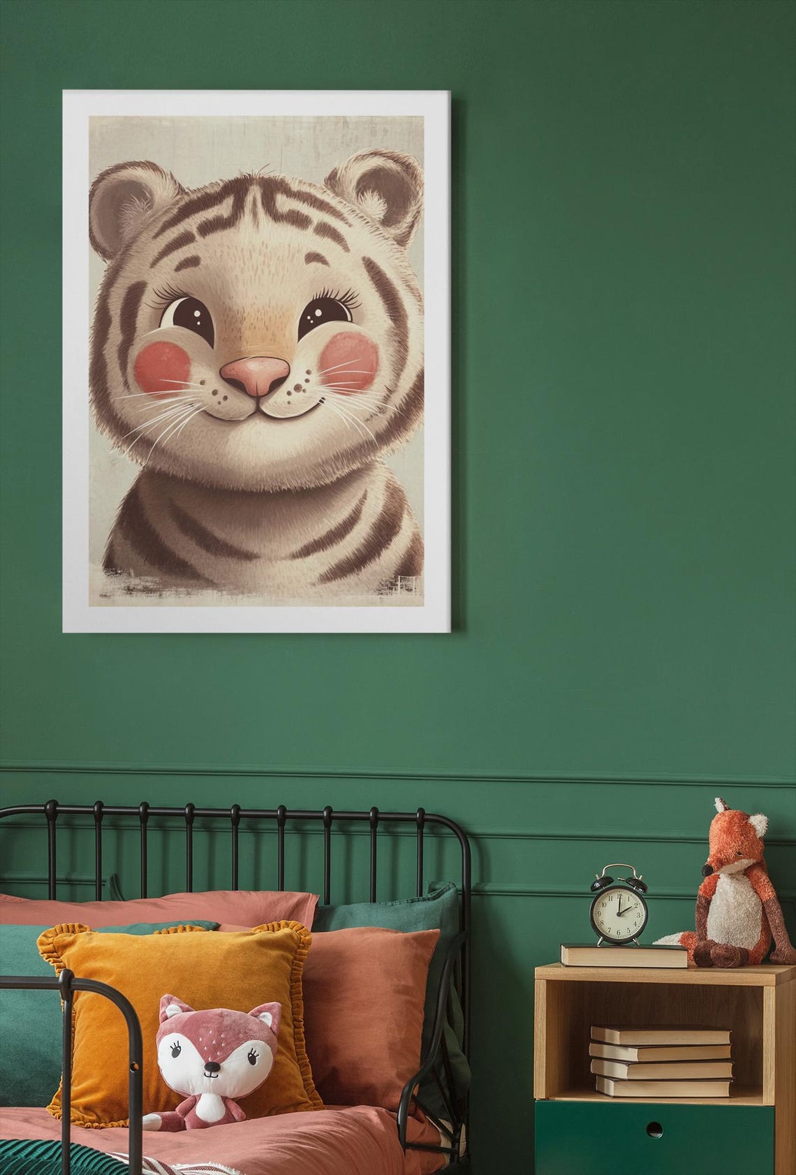 Cute Smiling Baby Tiger Portrait Nursery Safari Animal Wall Art - Image 3