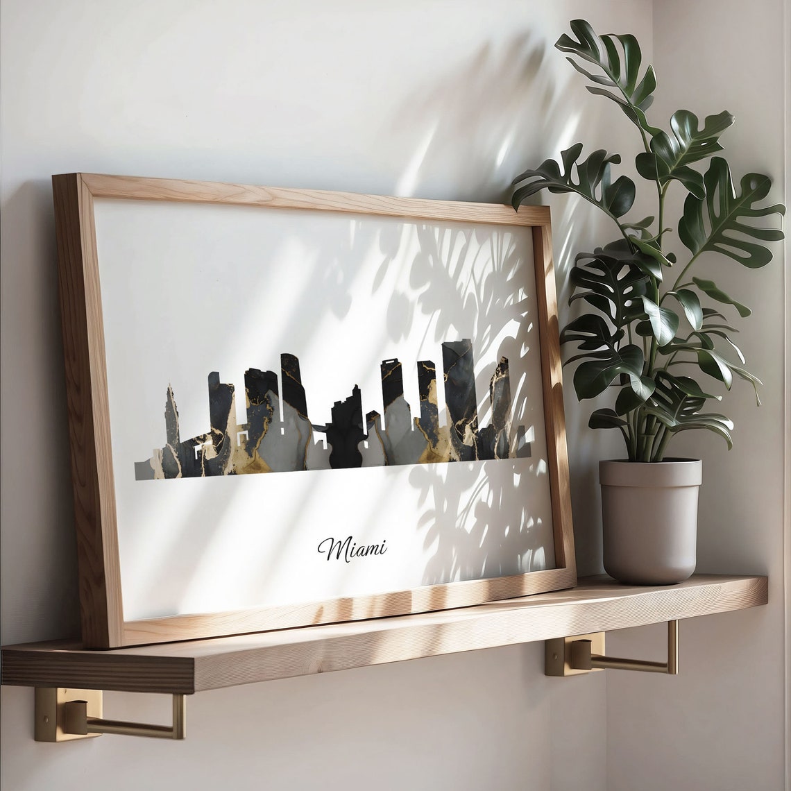 Miami USA Black Gold Marble Skyline Silhouette Cityscape Poster - Image 3