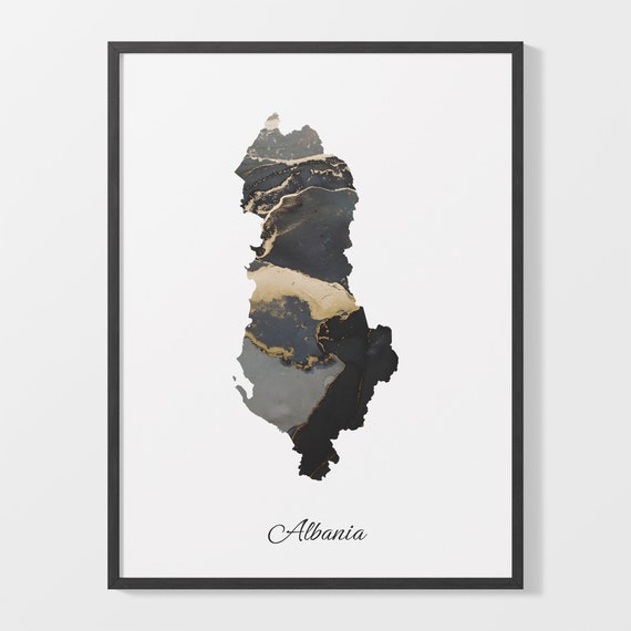 Albania Map Poster, Elegant Country Artwork
