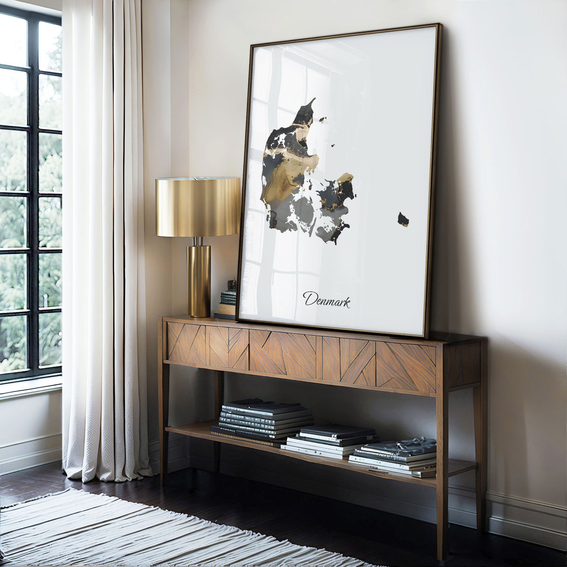 Denmark Black and Gold Marble Country Map Elegant Decor Poster - Image 4
