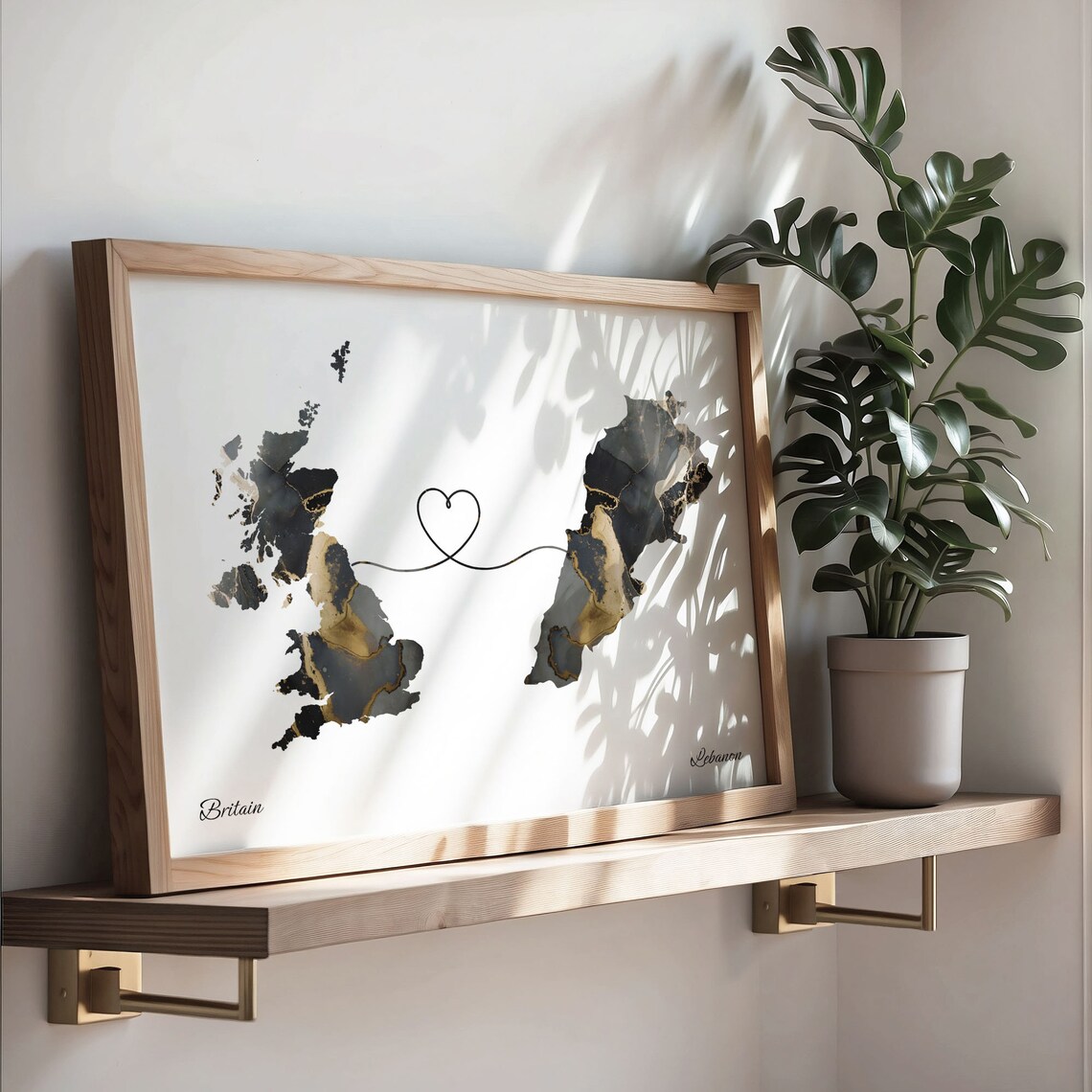 Britain To Lebanon Map Poster, Overseas Love Gift - Image 3