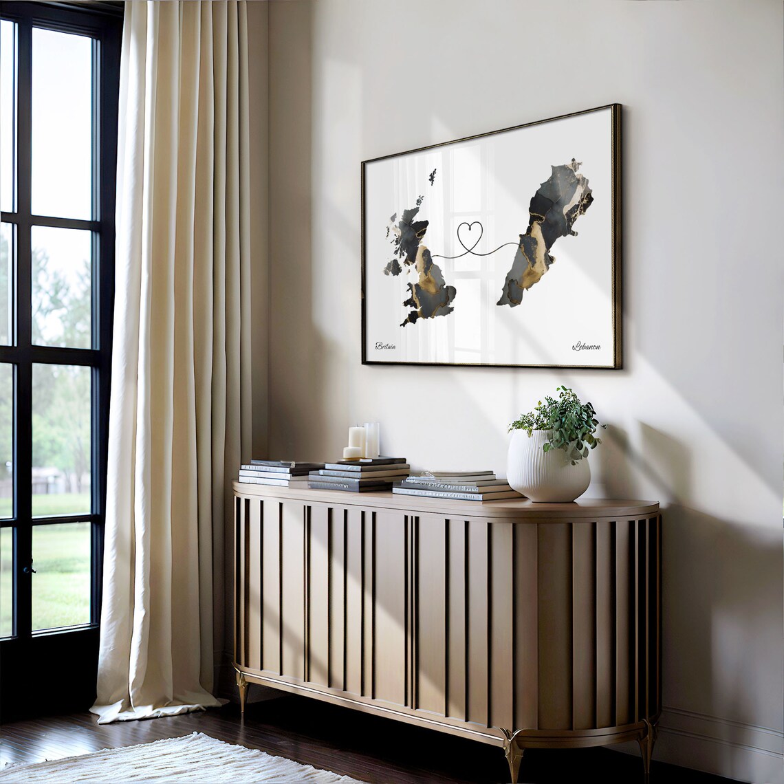 Britain To Lebanon Map Poster, Overseas Love Gift - Image 4