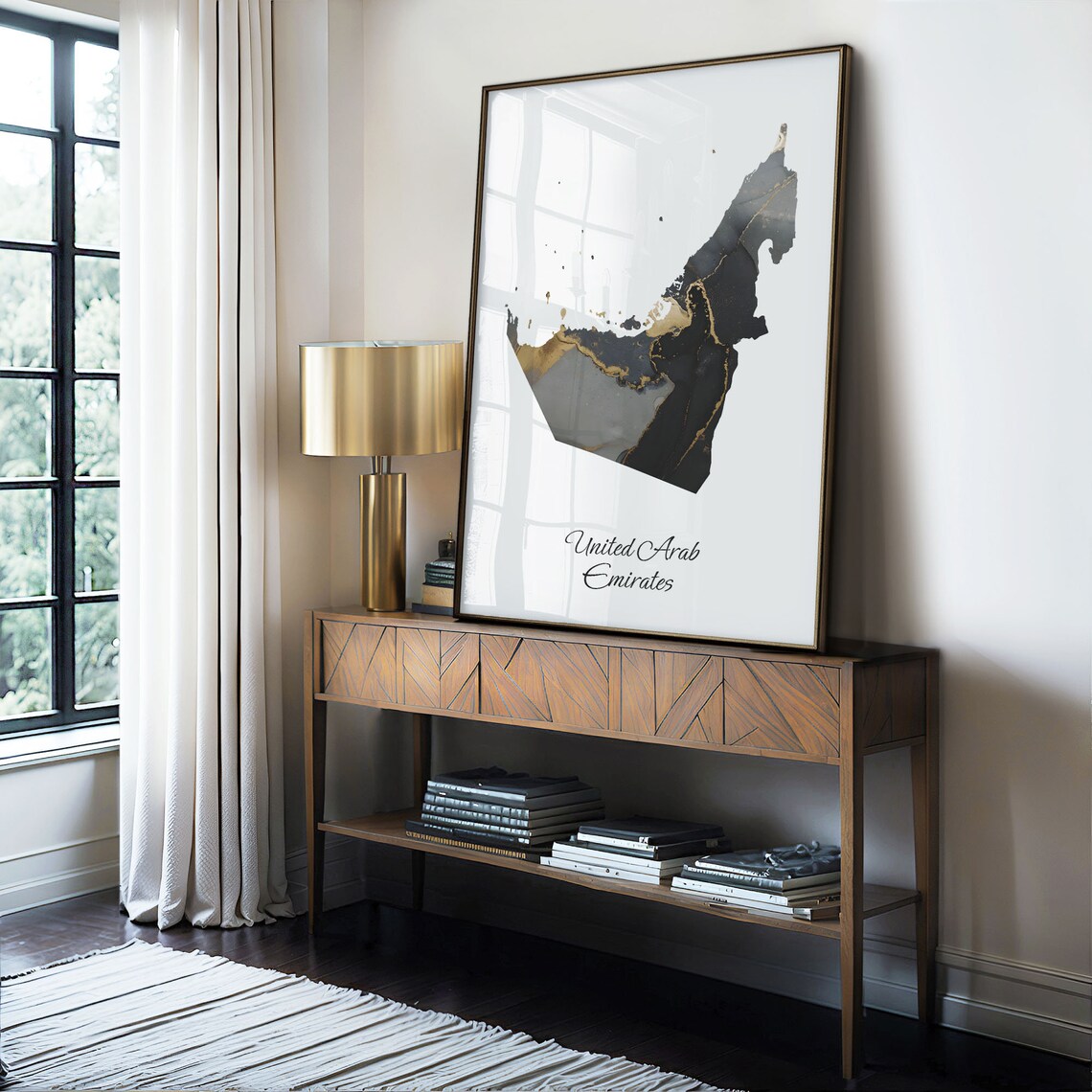 United Arab Emirates Black and Gold Marble Country Map Silhouette Minimalist Poster - Image 4
