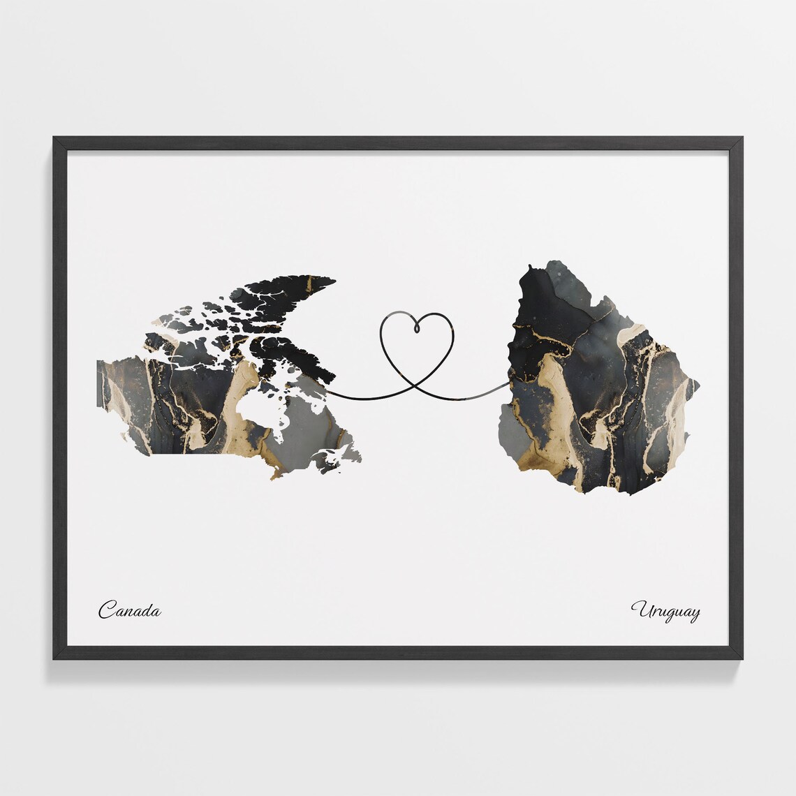 Canada To Uruguay Travel Poster, Two Countries Map