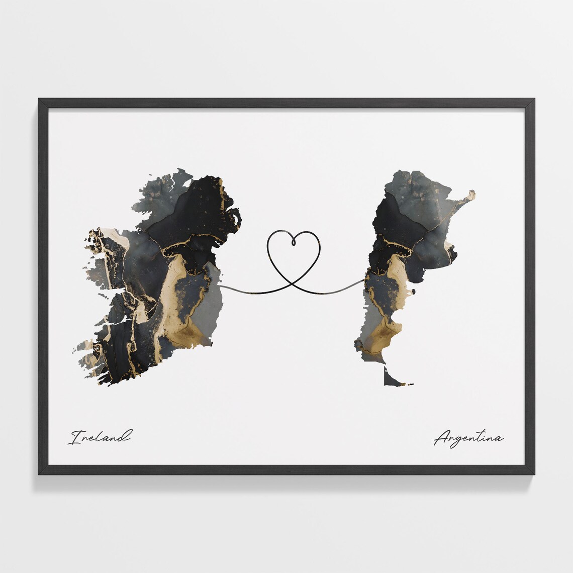 Ireland To Argentina Travel Map Art Print