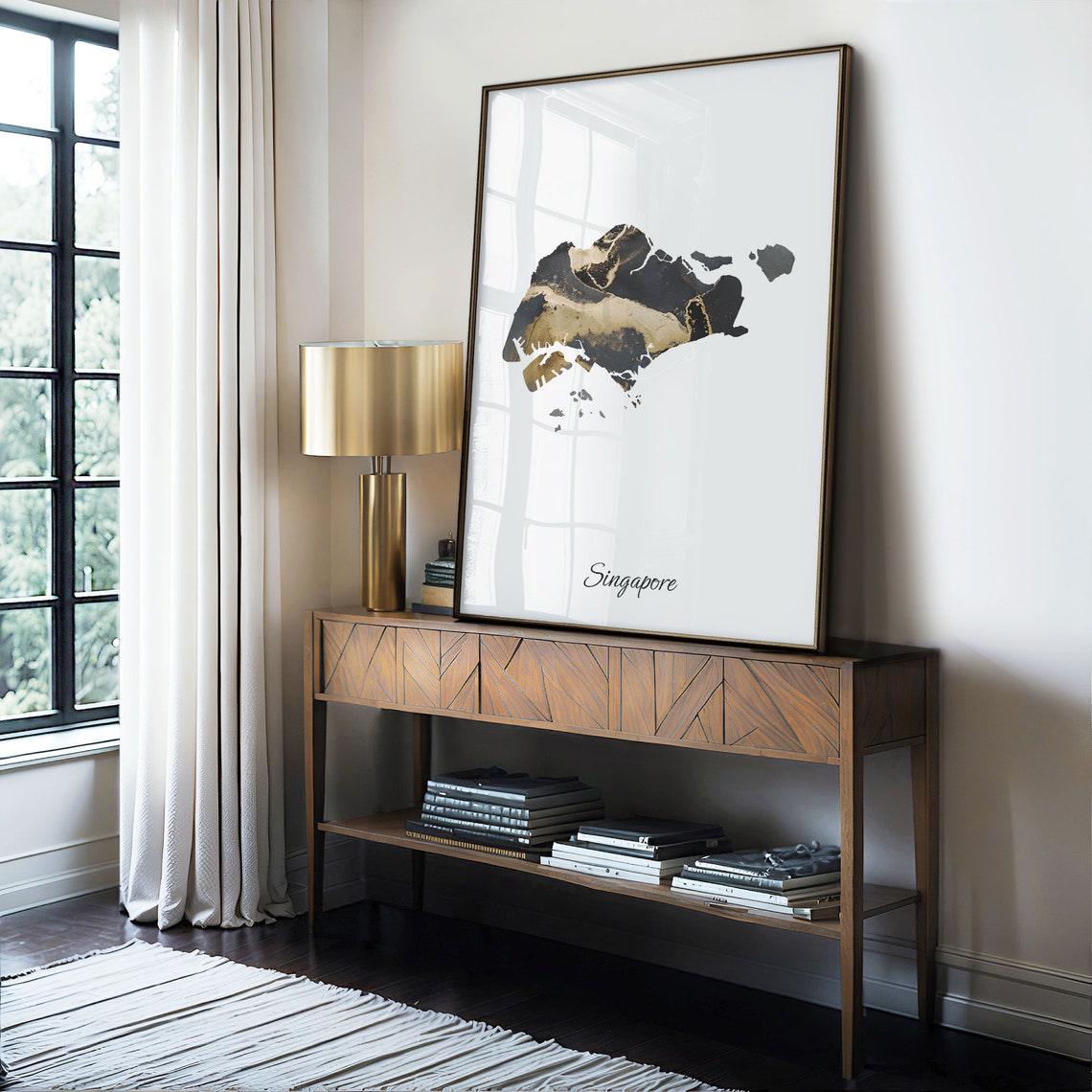 Singapore Stylish Black And Gold Marble Map Luxury Decor Art Poster - Image 4