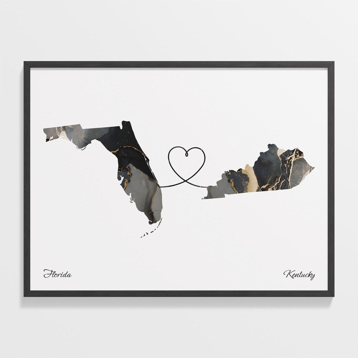 Florida To Kentucky Travel Map Poster, Relationship Map