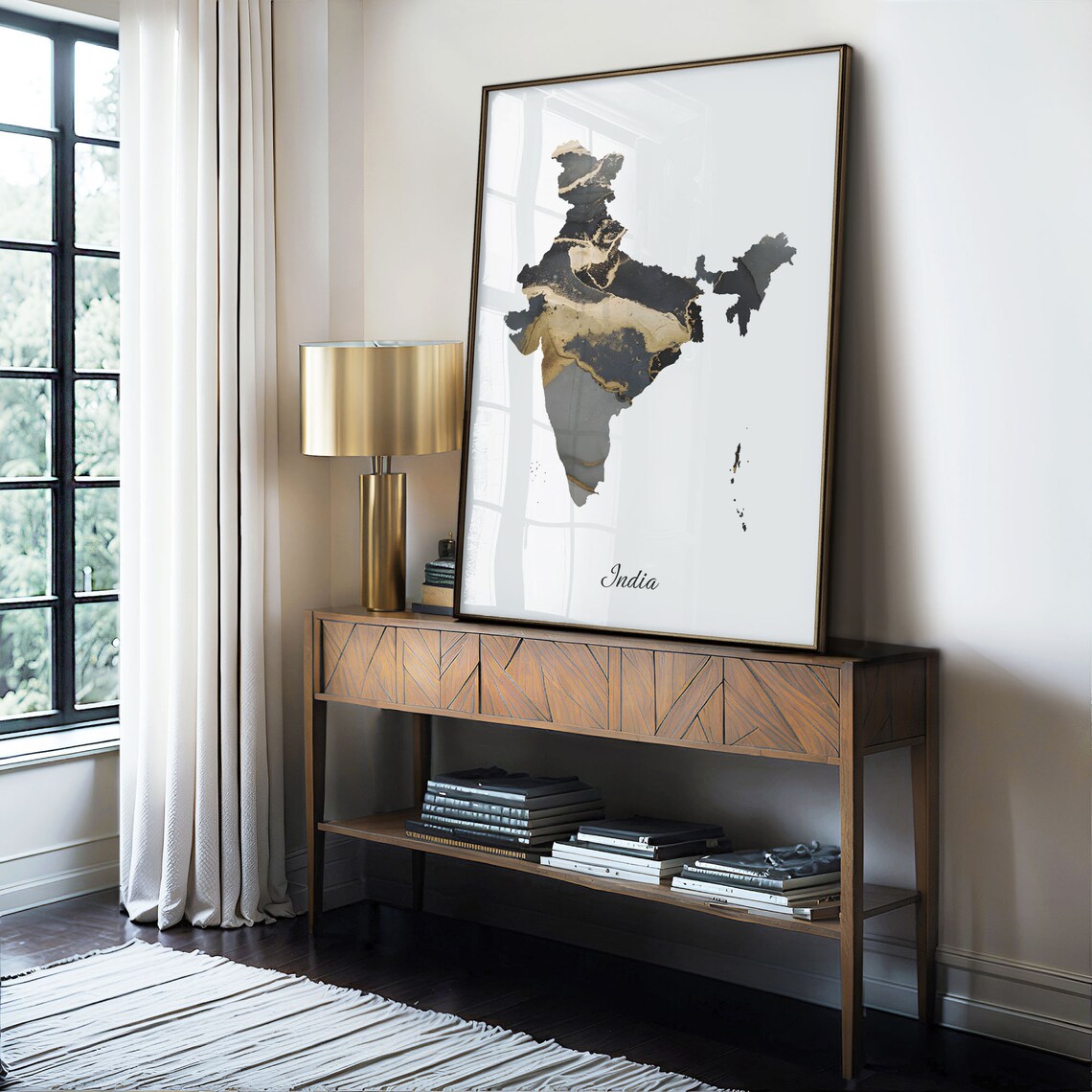 India Map Art Print, Elegant Black And Gold - Image 4
