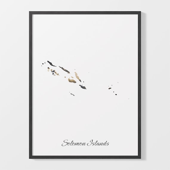 Solomon Islands Black And Gold Marble Map Minimalist Art Poster