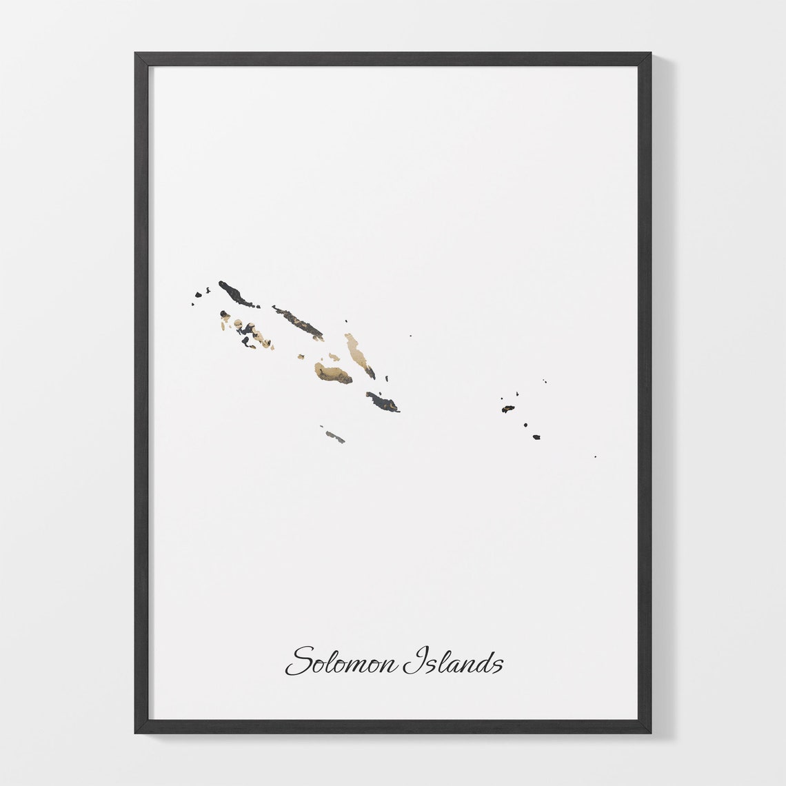Solomon Islands Black And Gold Marble Map Minimalist Art Poster