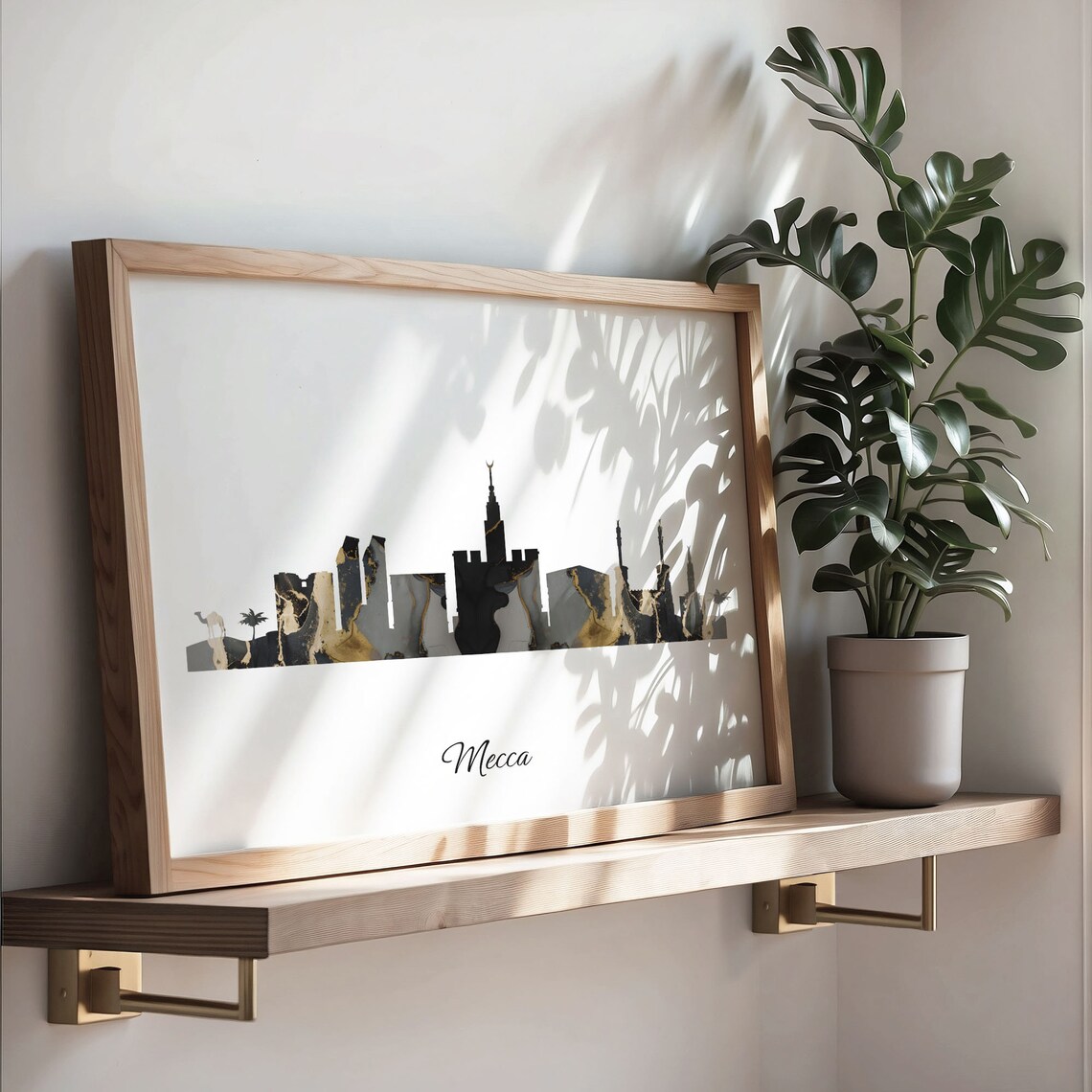 Mecca Skyline Black Gold Marble Cityscape Saudi Arabia Travel Decor Poster - Image 3
