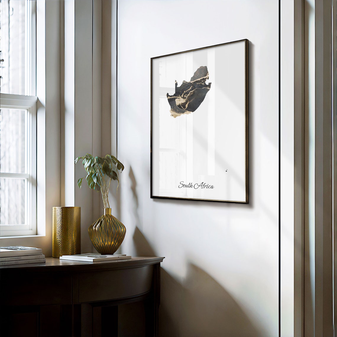 South Africa Black and Gold Marble Country Map Elegant Poster - Image 3