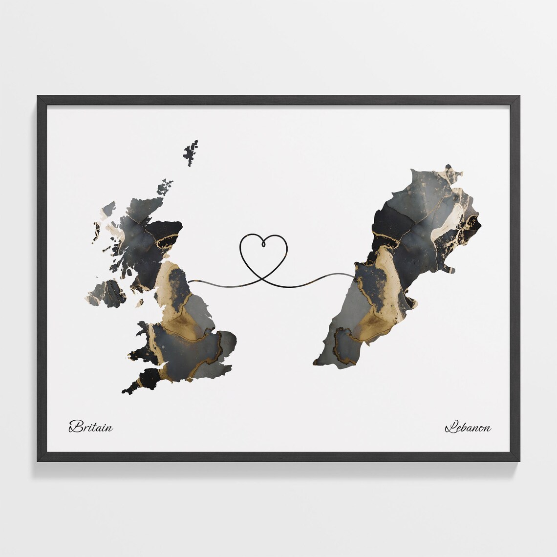 Britain To Lebanon Map Poster, Overseas Love Gift