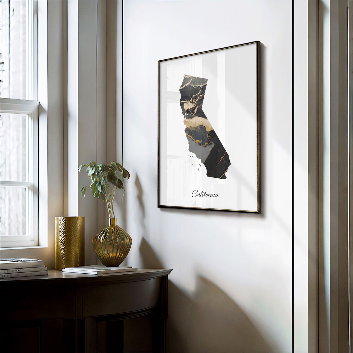 California Map Art Print, Elegant Black And Gold - Image 3