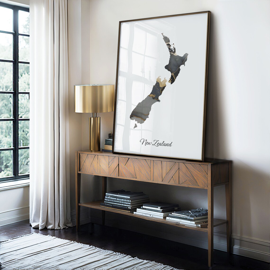 New Zealand Art Print, Abstract Map Poster - Image 4