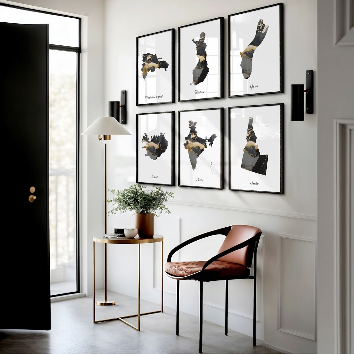 Idaho Black And Gold Marble Map Minimalist Elegant Art Poster - Image 2