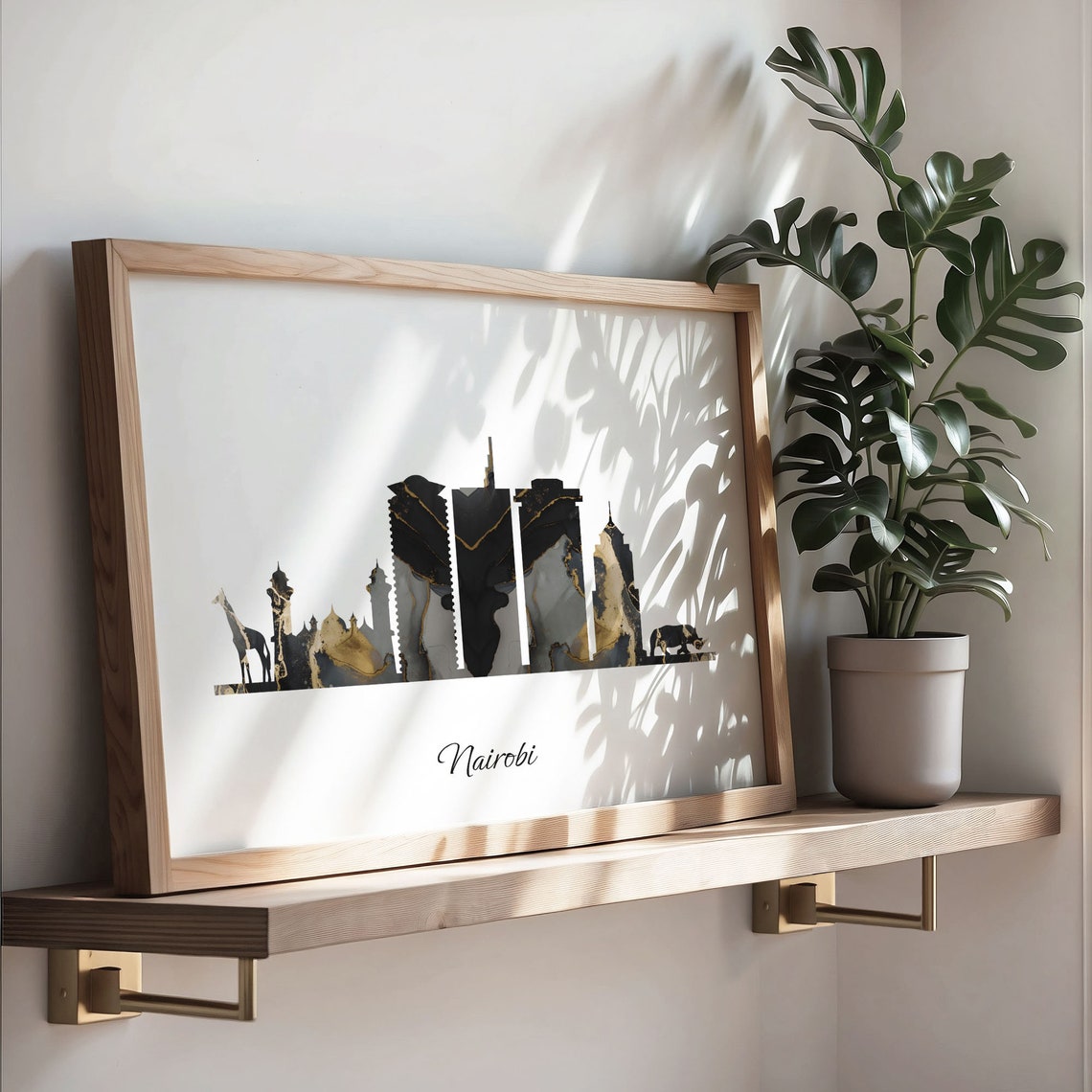 Nairobi Kenya Black Gold Marble Skyline Silhouette Cityscape Poster - Image 3