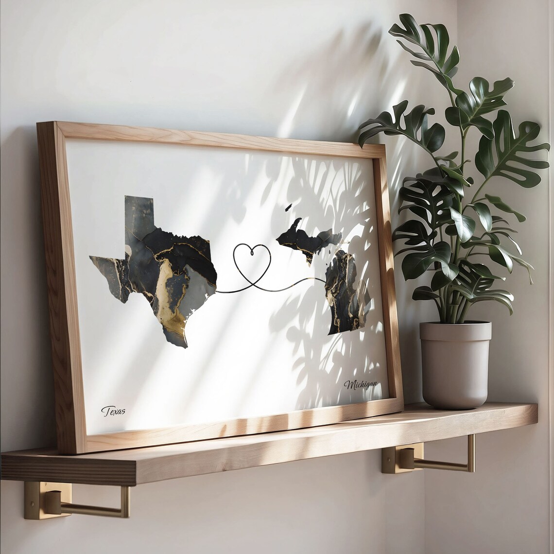 Texas to Michigan Travel Map Poster, Michigander Gift - Image 3