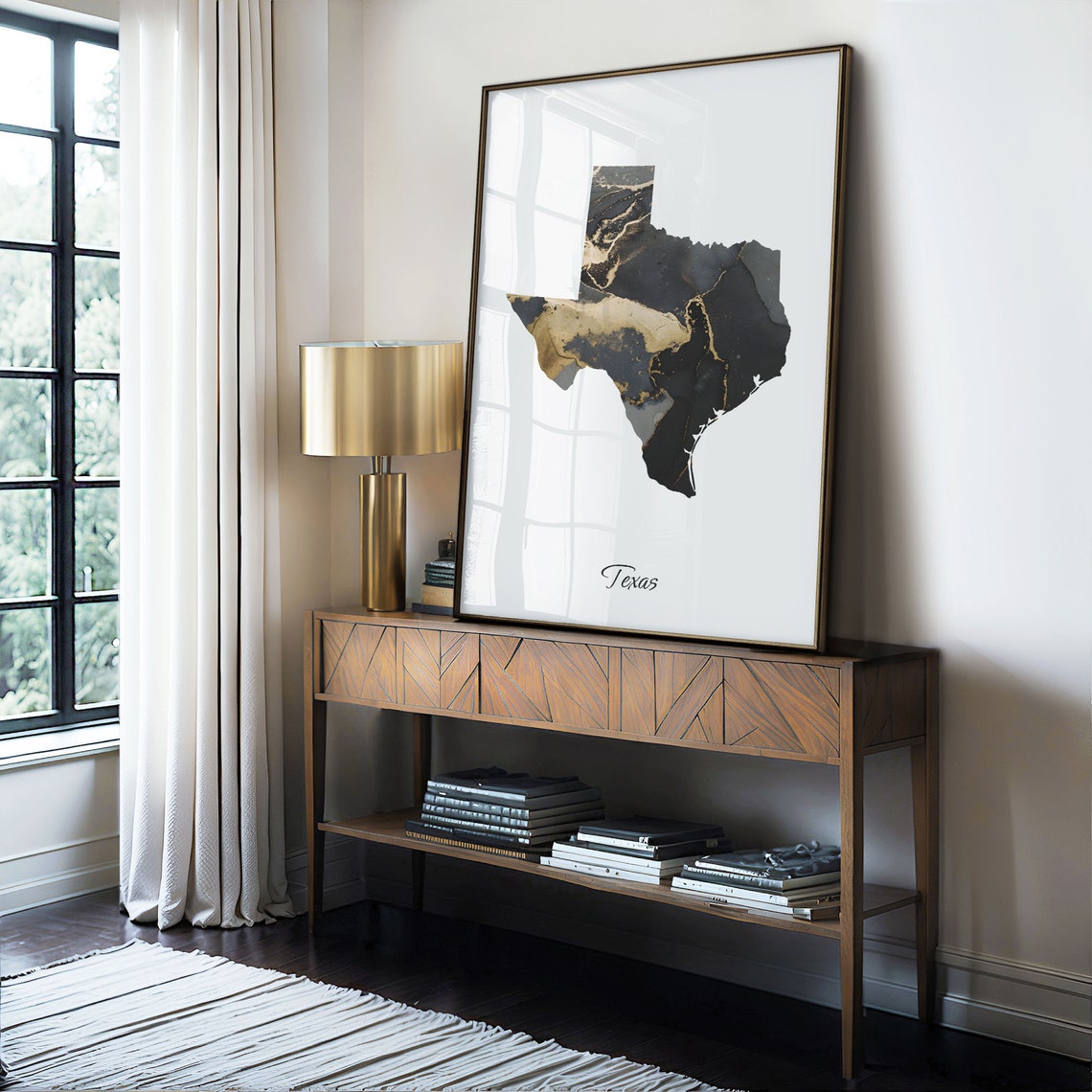 Texas Elegant Black and Gold Marble Silhouette State Map Poster - Image 4
