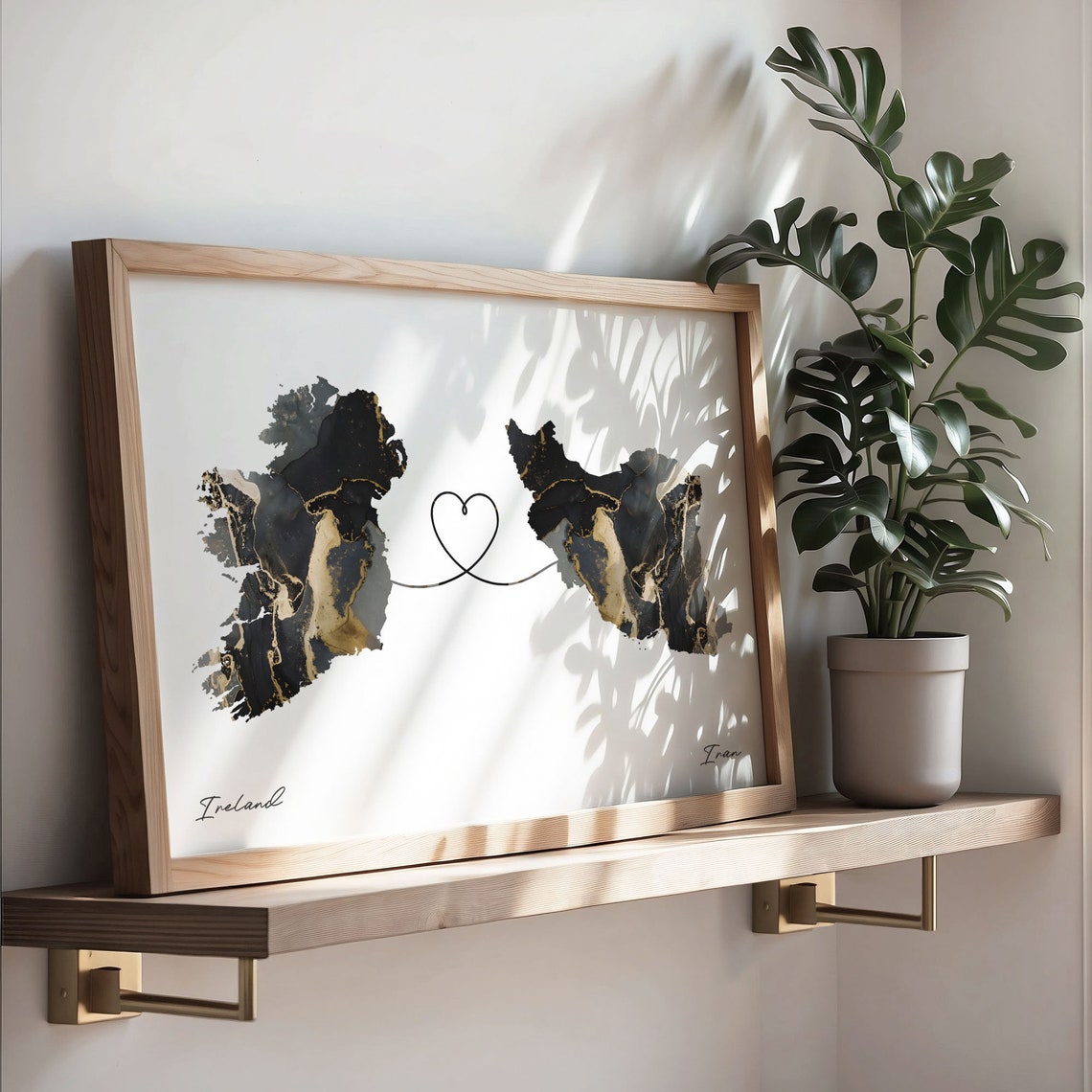 Ireland Iran Marble Two Countries Heart Connection Art Poster - Image 3