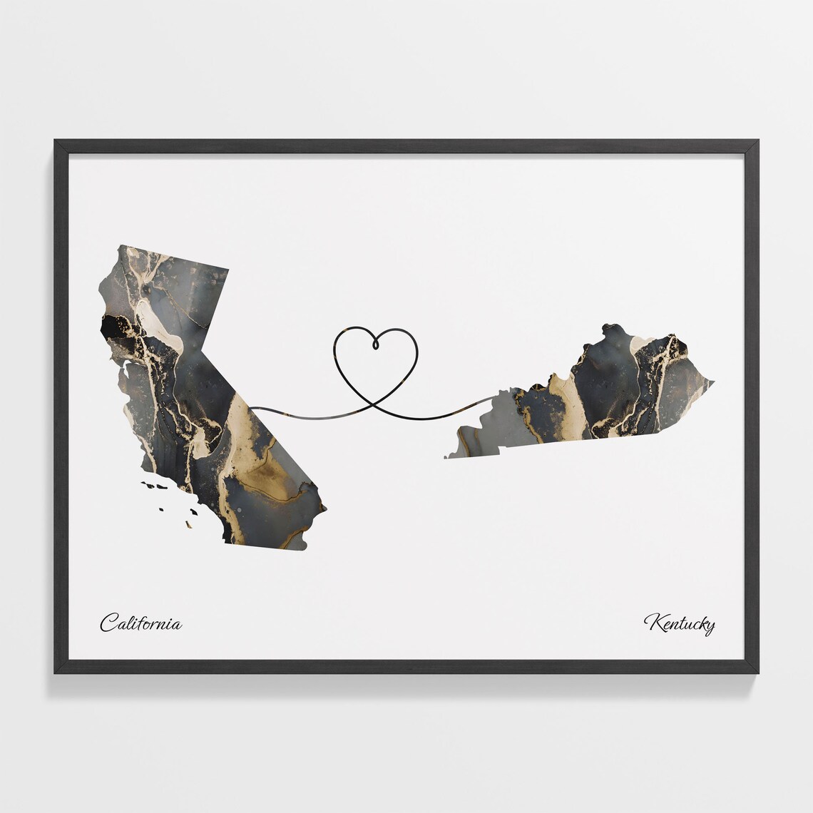 California to Kentucky Travel Map Poster