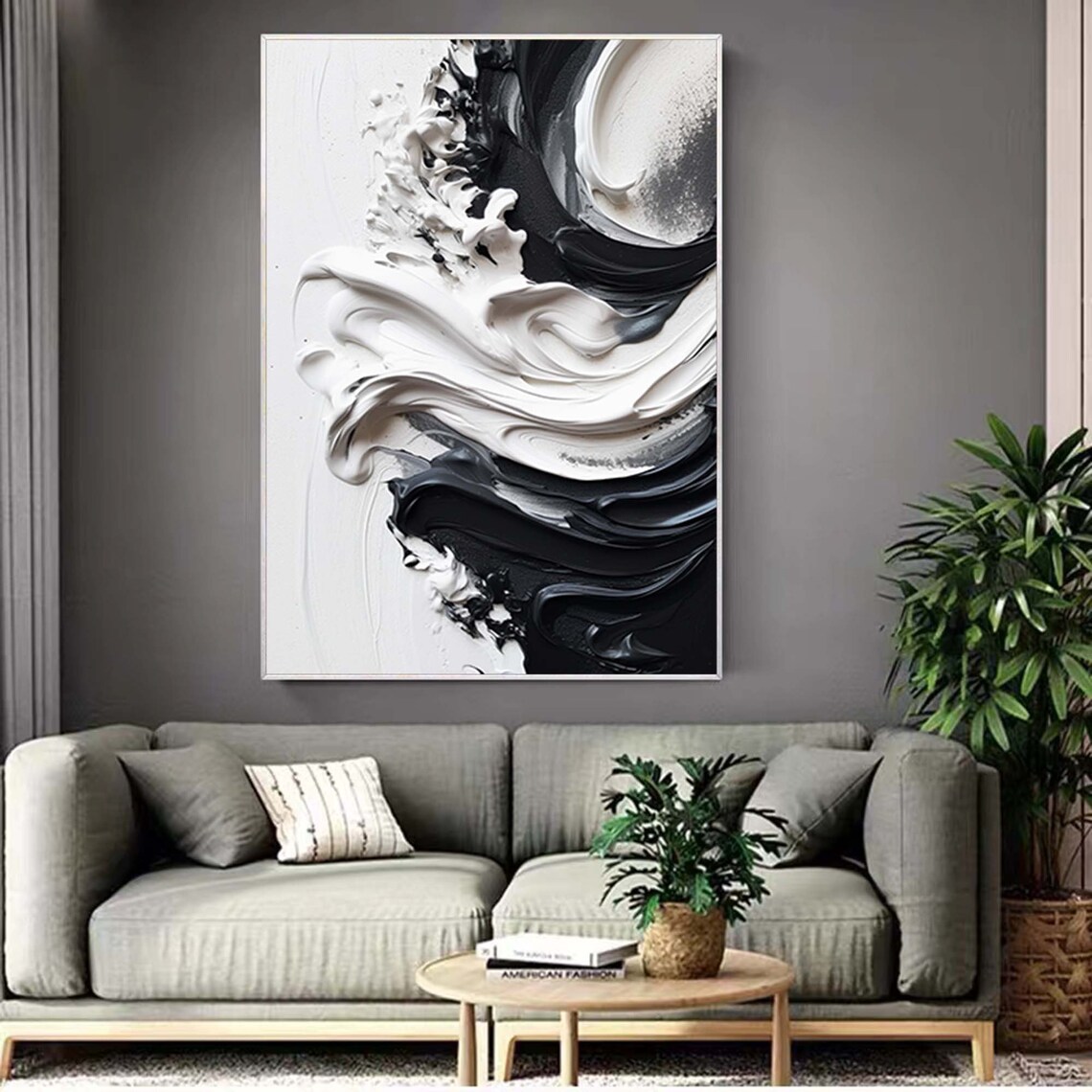 Black White Minimalist Abstract Art Print, Office Decor - Image 4