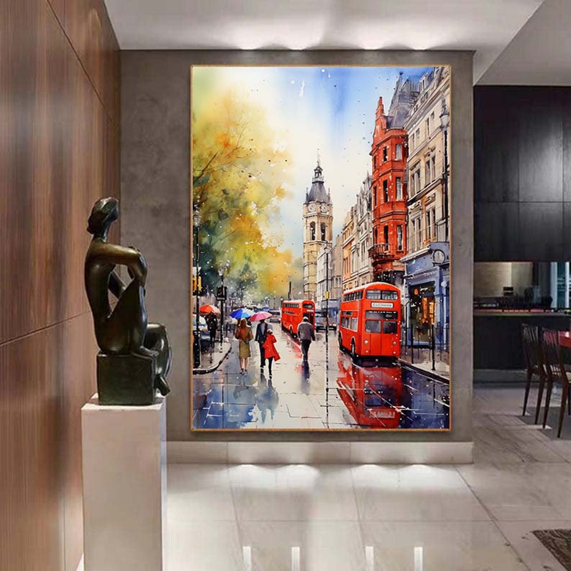 Colorful Oil Painting Of London Street London Cityscape Painting London Oil Painting Home Decor Wall Art London Wall Art - Image 7