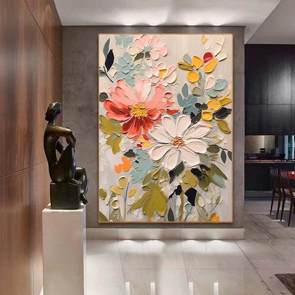 Abstract Flower Oil-Painting-Style Art Print, Boho - Image 6