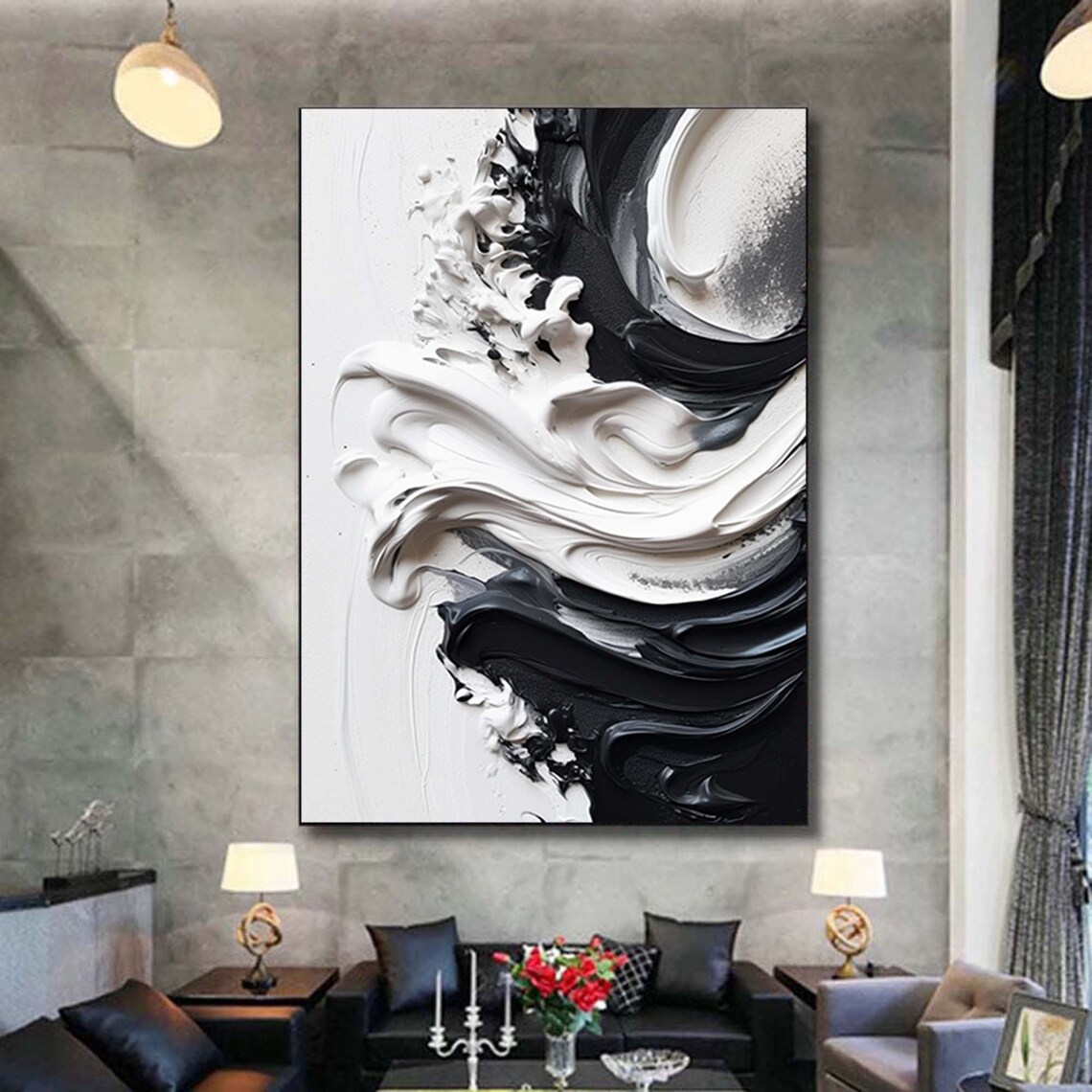 Black White Minimalist Abstract Art Print, Office Decor - Image 6