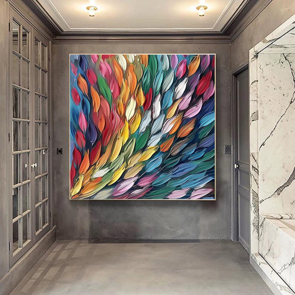 Abstract Feather Oil Painting, Colorful Living Room Art Print - Image 7