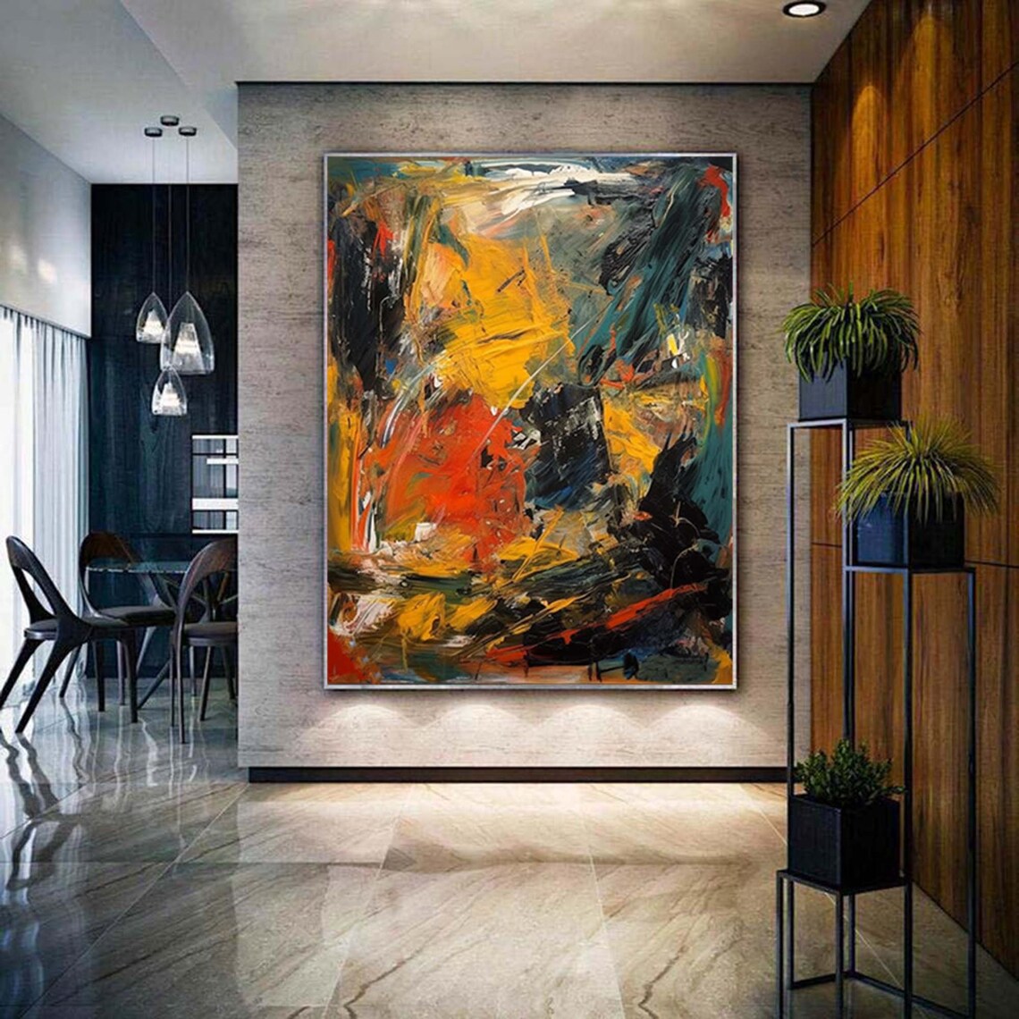 Abstract Yellow and Orange Wall Art Print, Contemporary - Image 2